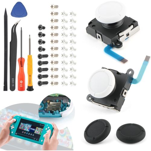 Gothicana By Emp2pcs Joysticks Analogique 3d Pour Nintendo Switch Lite Remplacement Joystick Pour Joycon Switch Lite Hdh-001 Manette De Joystick Thumbstick Accessoires Avec Vis Outils Réparation(Blan