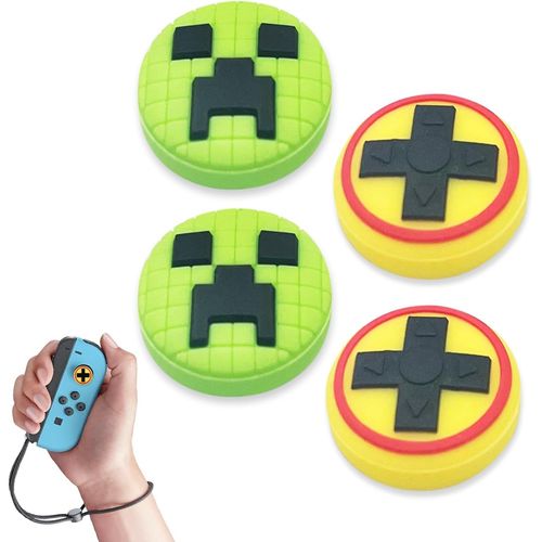 Gothicana By Emp4 Pièces Capuchons De Joystick Compatibles, Grip Caps, Capuchon Pour Joystick Switch Compatible Avec Manette Nintendo Switch Kirby/Oled/Lite, Soft Grip En Silicone (Vert Et Jaune)