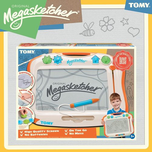 Tomy - Ardoise Magique Tableau Magnétique Effaçable Pour Enfants - Inclus 1 Stylo Et 4 Tampons (A Partir De 3 Ans)