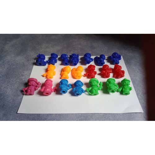 20 Figurines Kiki Cadeaux Bonux Vintage Années 80 Gros Lot Bleu Foncé Et Clair Rouge Vert Rose Orange