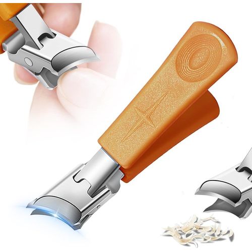 Coupe-Ongles Incliné Anti-Éclaboussures, Large Ouverture, Robuste Et Incurvé, Pour Ongles Épais, Pour Hommes, Femmes Et Seniors (Noir) 