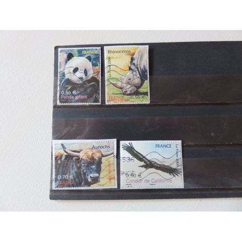 Lot De 4 Timbres Oblitérés - Série "Nature - Animaux Disparus Ou Menacés D'Extinction" - 2009