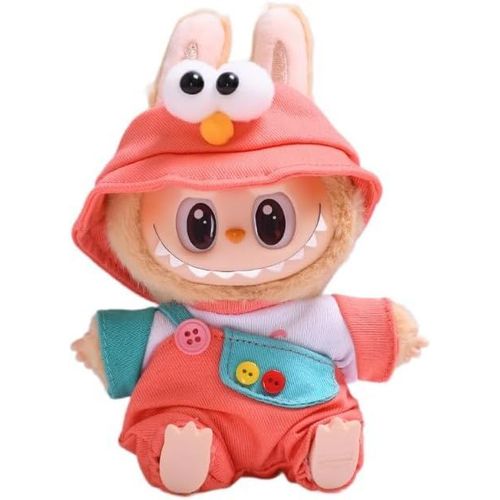 Vêtements De Poupée De 17 Cm Adaptés Aux Accessoires De Poupées Labubu De 17 Cm Accessoires De Poupées Labubu De 17 Cm Rose 1 Chapeau + 1 Barboteuse + 1 T-Shirt Pas De Vêtements De Poupée Seulement