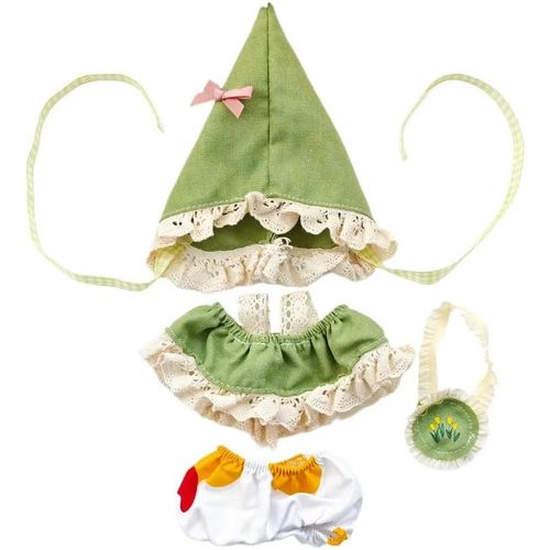Vêtements De Poupée De 17 Cm Adaptés Aux Accessoires De Poupées Labubu De 17 Cm Ensemble Vert 1 Chapeau + 1 Sac + 1 Haut + 1 Pantalon Sans Poupée