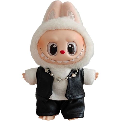 Vêtements Pour Poupée Labubu, Ensemble De Tenues Punk Labubu, Accessoires Pour Poupée De 17 Cm, Chemise Blanche, Gilet En Cuir Noir