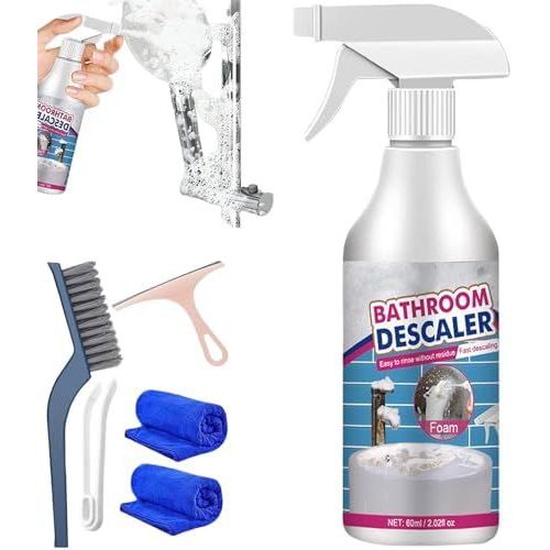 Mousse nettoyante détartrante pour salle de bain, 60 ml, détartrant pour salle de bain, nettoyant pour taches tenaces, mousse nettoyante multi-usages pour baignoire, toilettes
