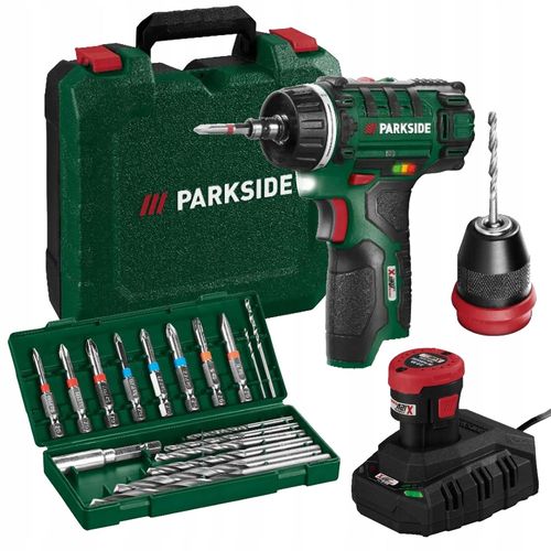 Perceuse-visseuse PARKSIDE 12 V PBSA 12 E4 28 Nm avec boîtier LED et chargeur de batterie