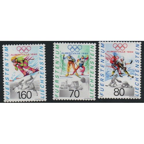 Liechtenstein Timbres Jeux Olympiques D' Albertville 1992