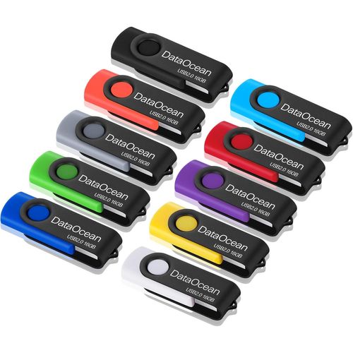 SHILIU-Lot de 10 Clé USB 16 Go USB 2.0 Flash Drive Stockage Rotation Disque Mémoire Stick (10 X 16Go Mélanger Les Couleurs)[153]