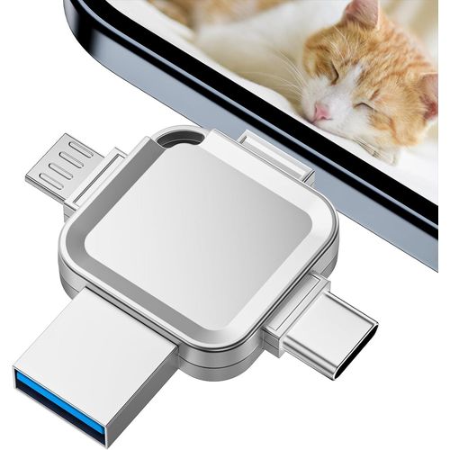 SHILIU-4 en 1 cle USB iphone 256Go, Cle USB pour iPhone avec Port iOS, USB, Type C,Micro-USB,Clé USB iPhone,i Pad,Mac, Android, Typ[
