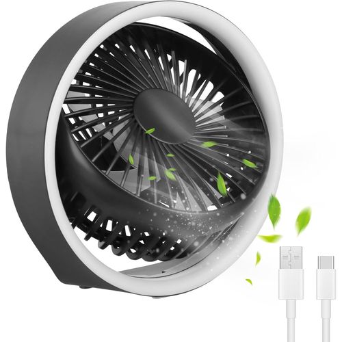 SHILIU-Mini Ventilateur de Bureau USB, Ventilateur Silencieux Portable, 3 Vitesses Réglable Petit Ventilateur, 1800mAh Rechargeable[