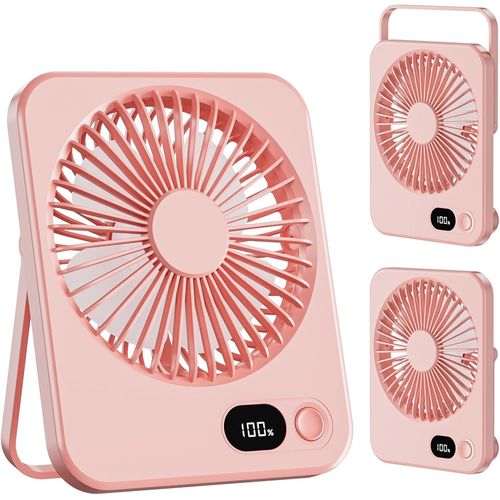 SHILIU-Ventilateur de Bureau, Mini Ventilateur Portable avec Batterie Rechargeable de 3600 mAh Silencieux 5 Vitesses 180° Inclinabl[
