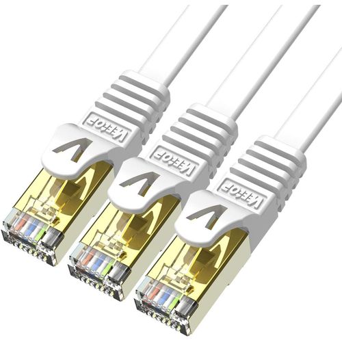 SHILIU-Cable Ethernet 3m 3 pièces, Cable Rj45 Cat 7 Plat haute vitesse avec connecteur RJ45 plaqué or, Cable Ethernet blindé Cable [