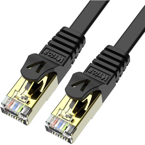SHILIU-Cable Ethernet 5m 2 pièces, Cable Rj45 Cat 7 Plat haute vitesse avec connecteur RJ45 plaqué or, Cable Ethernet blindé Cable [