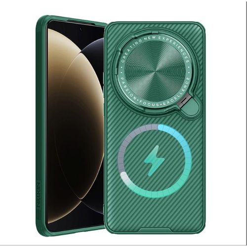 Coque Pour Xiaomi 15 Ultra,Etui Housse Xiaomi 15 Ultra Nillkin Camshield Prop Magnétic Case,Support Pour Lentilles,Support Wireless Charging,Coque De Protection Pour Lentille Slip - Vert