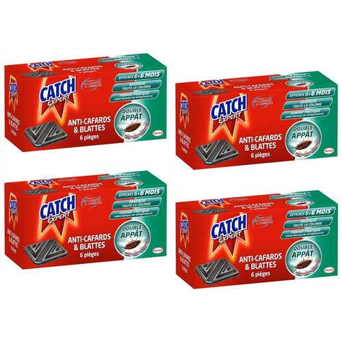 CATCH Lot de 4 Boîtes de 6 pièges Contaminateurs Anti¿Cafards & Blattes