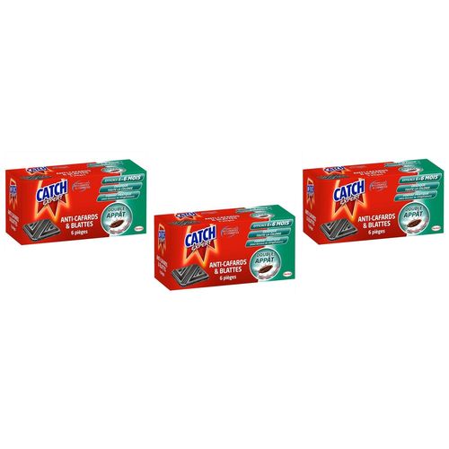 CATCH Lot de 3 Boîtes de 6 pièges Contaminateurs Anti¿Cafards & Blattes