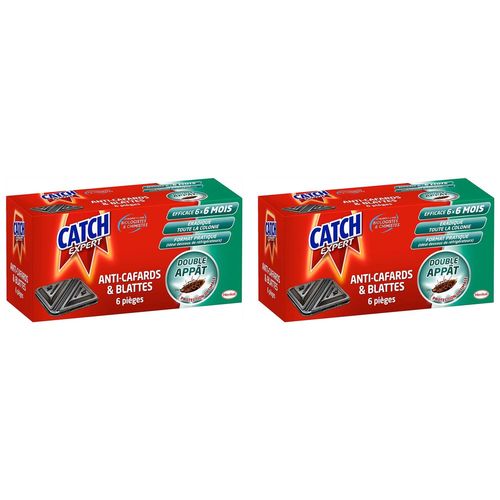CATCH Lot de 2 Boîtes de 6 pièges Contaminateurs Anti¿Cafards & Blattes