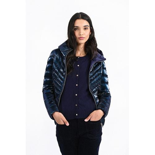 Veste Doudoune Courte Irisée Bleu