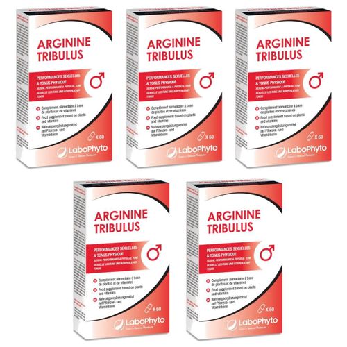 Labophyto Lot De 5 Cures Performance Arginine / Tribulus Pour Homme - 60 Gélules 