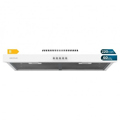 Hotte aspirante conventionnelle de 60cm de large Flux CM 602200 White B finition blanche, puissance d'aspiration 220m3/h, Moteur 70W, Classe B, commande mécanique, 3 niveaux de puissance et lumière.