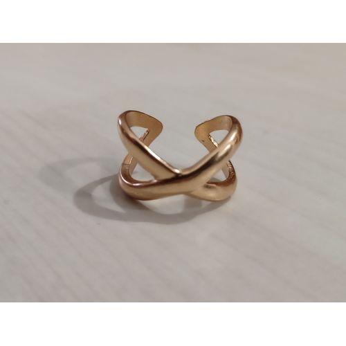 Bague Métal Doré,Double Anneau Croisé ,Bague Ouverte,Taille 17.83 Mm