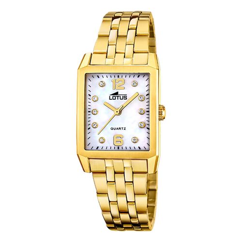 Montre Femme Lotus Rectangulaire Acier Doré Oxydes