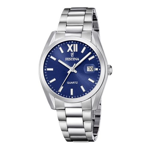 Montre Festina Classique Acier Fond Bleu