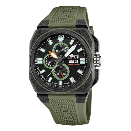 Montre Lotus Carrée Chrono Caoutchouc Vert Kaki