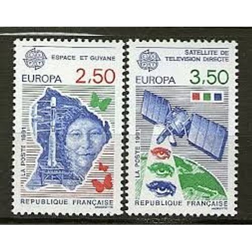 Europa : L’Europe Et L'Espace (Espace Et Satellite) La Paire Année 1991 N° 2696 2697 Yvert Et Tellier Luxe
