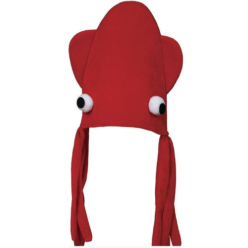 Chapeau Poulpe Pieuvre Polyester Rouge Adulte
