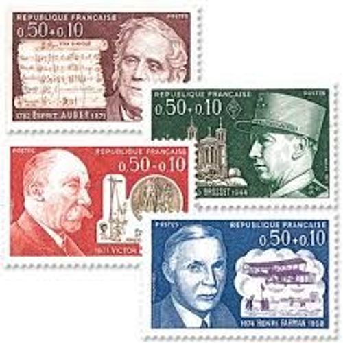Esprit Auber, Général Diego Brosset, Victor Grignard, Henri Farman Série Complète Année 1971 N° 1667 1668 1669 1670 Yvert Et Tellier Luxe