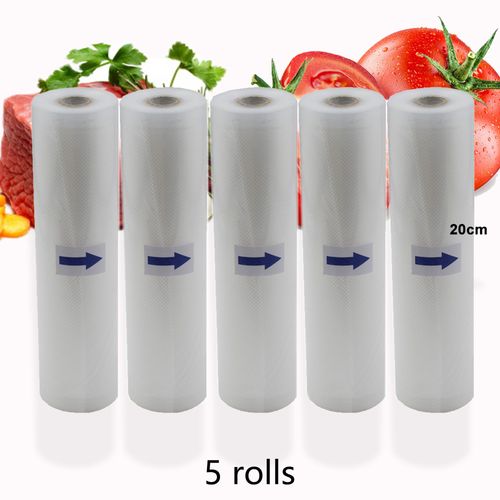 Sacs sous vide pour aliments,rouleaux de 12 + 15 + 20 + 25 + 28cm x 500cm,pour emballer les aliments plus épais sans BPA - Type 5Rolls 20cm