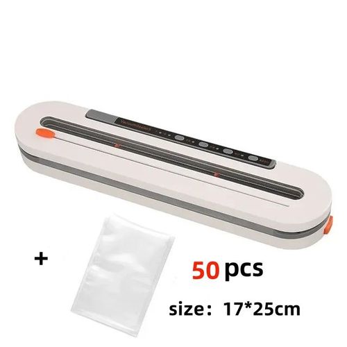 Machine d'emballage sous vide automatique pour aliments,scelleuse pour poudre sèche,humide et douce,bancs de stockage des aliments ménagers,2024 - Type White with 50pcs