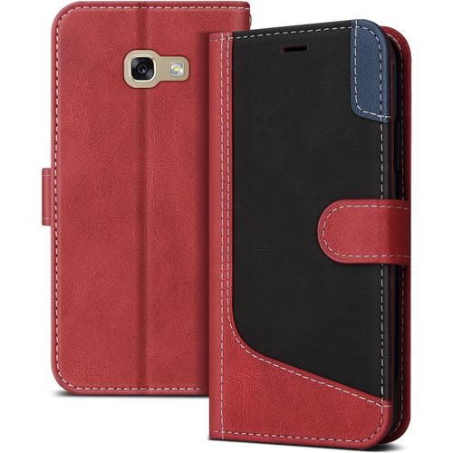 Coque Pour Galaxy A3 2017 Pu Cuir Flip Portefeuille Étui Housse Pour Galaxy A3 2017 Avec Fentes De La Carte Rouge