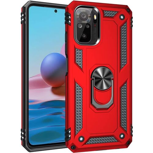 Pour Coque Xiaomi Redmi Note 10s Avec Aimant Anneau Support, 360°Double Couche Renforcée Défense Bumper Antichoc Armure Housse Etui Avec Protection Écran-Rouge