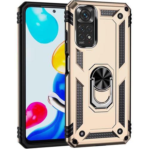 Pour Coque Xiaomi Redmi Note 11s Avec Aimant Anneau Support, 360°Double Couche Renforcée Défense Bumper Antichoc Armure Housse Etui Avec Protection Écran-Or