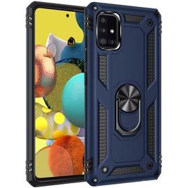 Pour Coque Samsung Galaxy A51 5g Avec Aimant Anneau Support, 360°Double Couche Renforcée Défense Bumper Antichoc Armure Housse Etui Avec Protection Écran-Bleu