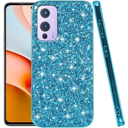 Compatible Avec Coque Oneplus 9 Glitter Paillette Etui Oneplus 9 Antichoc Anti Rayures Housse Tpu Bumper Protection Case Oneplus 9 Bleu