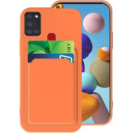 Compatible Avec Coque Samsung A21s Silicone Antichoc Etui Pour Samsung Galaxy A21s Protection Ultra Mince Tpu Case Avec Porte Cartes Orange Samsung A21s