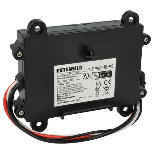 EXTENSILO Batterie compatible avec Bosch Indego 350, M 700, 400, M+ 700, S+ 350, S+ 400, XS 300, S+ 500, S 500 robot tondeuse (3,2Ah, 18V, Li-ion)