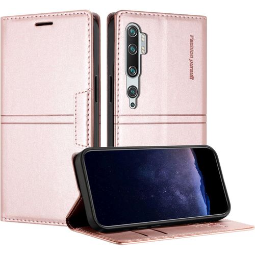 Coque Pour Xiaomi Mi Note 10 / Note 10 Pro/Xiaomi Cc9 Pro, Housse En Cuir Pu Portefeuille Etui, Tpu Fonction Support Anti-Choc Folio Magnetique Pour Mi Note 10 Rose