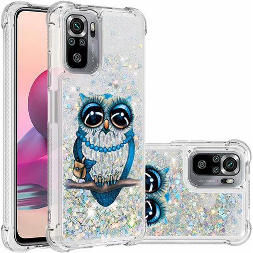 Pour Coque Xiaomi Redmi Note 10s/10 4g Glitter Sables Mouvant Étui Transparente Souple Silicone Tpu Quatre Coins Anti-Chute Housse Protection-Chat Gris