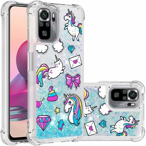 Pour Coque Xiaomi Redmi Note 10s/10 4g Glitter Sables Mouvant Étui Transparente Souple Silicone Tpu Quatre Coins Anti-Chute Housse Protection-Cheval Messager