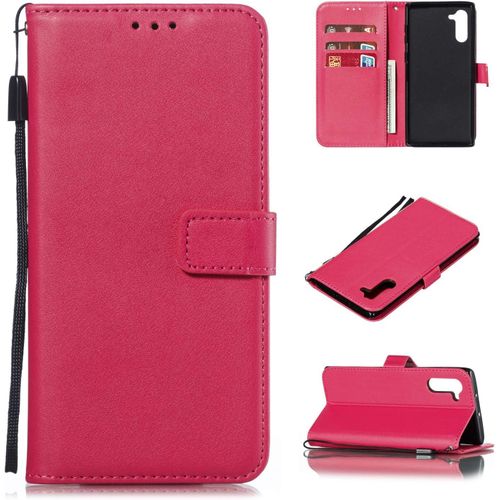 Coque Galaxy Note 10 Porte Cartes Béquille Fentes Pour Cartes Fermoir Magnétique Étui À Rabat Housse En Cuir Pour Samsung Galaxy Note10 Ttms020384 Rose Rouge