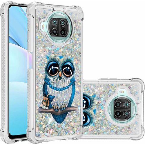 Pour Coque Xiaomi Mi Note 10t Lite 5g Glitter Sables Mouvant Étui Transparente Souple Silicone Tpu Quatre Coins Anti-Chute Housse Protection-Chat Gris