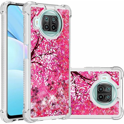 Pour Coque Xiaomi Mi Note 10t Lite 5g Glitter Sables Mouvant Étui Transparente Souple Silicone Tpu Quatre Coins Anti-Chute Housse Protection-Fleurs De Cerisier