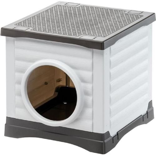 Niche - Ferplast - Petvilla 50 - 38.5 X 43 X 38.5 Cm - Blanc / Gris