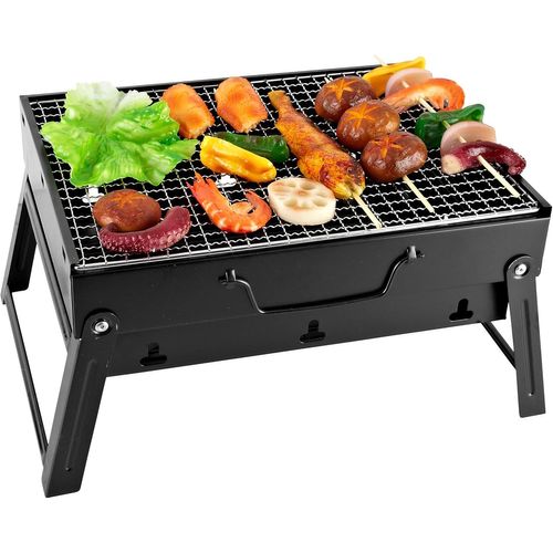 GOTHICANA BY EMPBarbecue Portable Mini Barbecue À Charbon Pliable Bbq Grill Barbecue Démontable De Table 35 X 27 X 19.5 Cm Pour Jardin, Balcon, Voyage, Camping - Noir