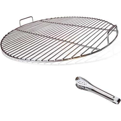 GOTHICANA BY EMP304 Grille De Barbecue Ronde En Acier Inoxydable Avec Poignée, Diamètre 54,5 Cm Pour Barbecue Au Charbon De Bois De 57 Cm E.G Weber, Avec Pince À Barbecue